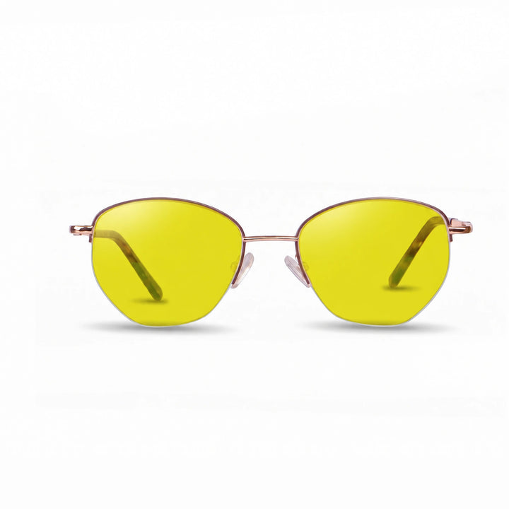 Lentes de sol Fiore 3921 Brown cristal Amarillo polarizado vista frontal mujer #color_amarillo #foto_frontal