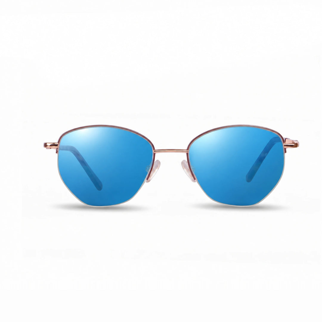 Lentes de sol Fiore 3921 Brown cristal Espejado Azul polarizado vista frontal mujer #color_espejado-azul #foto_frontal