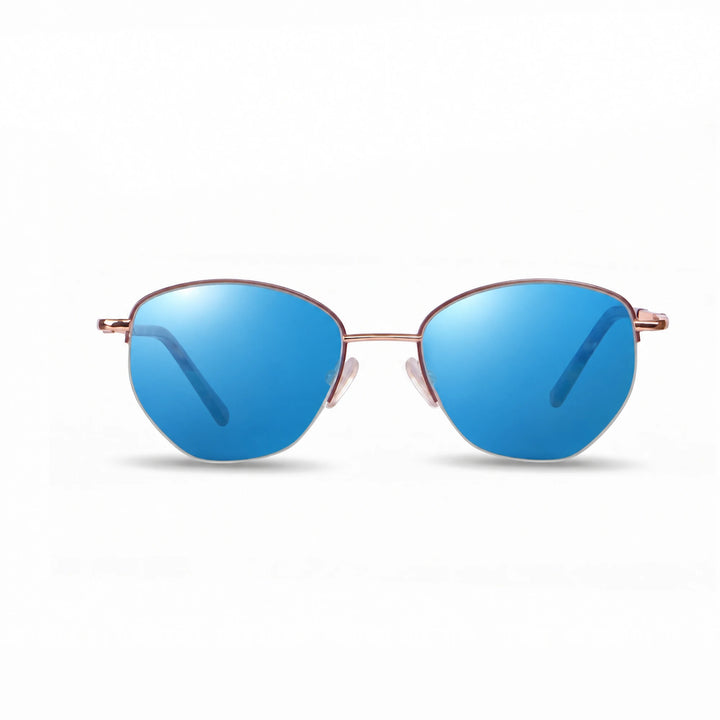 Lentes de sol Fiore 3921 Brown cristal Espejado Azul polarizado vista frontal mujer #color_espejado-azul #foto_frontal