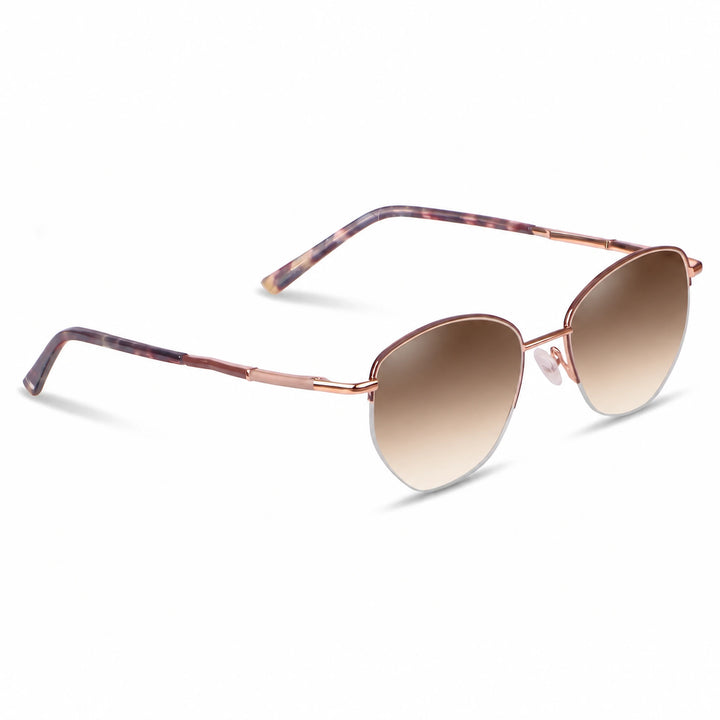Lentes de sol Fiore 3921 Brown cristal Gradiente Cafe polarizado vista tres cuartos mujer #color_gradiente-cafe