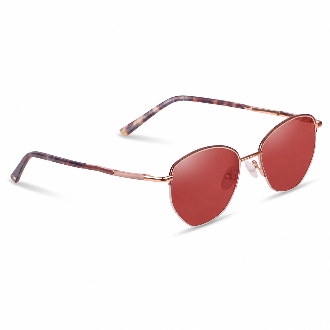 Lentes de sol Fiore 3921 Brown cristal Rojo polarizado vista tres cuartos mujer #color_rojo
