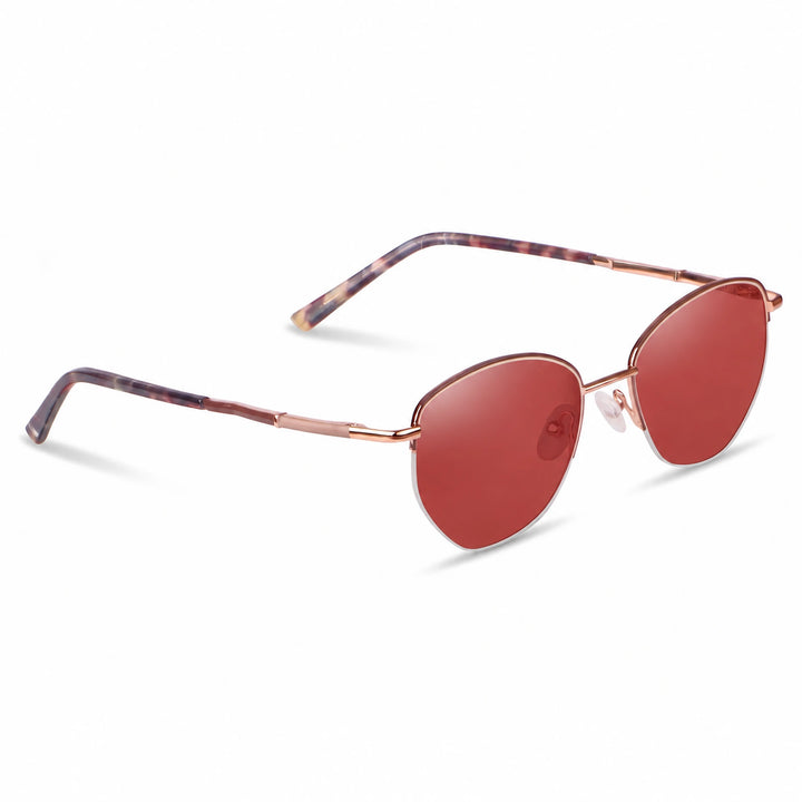 Lentes de sol Fiore 3921 Brown cristal Rojo polarizado vista tres cuartos mujer #color_rojo