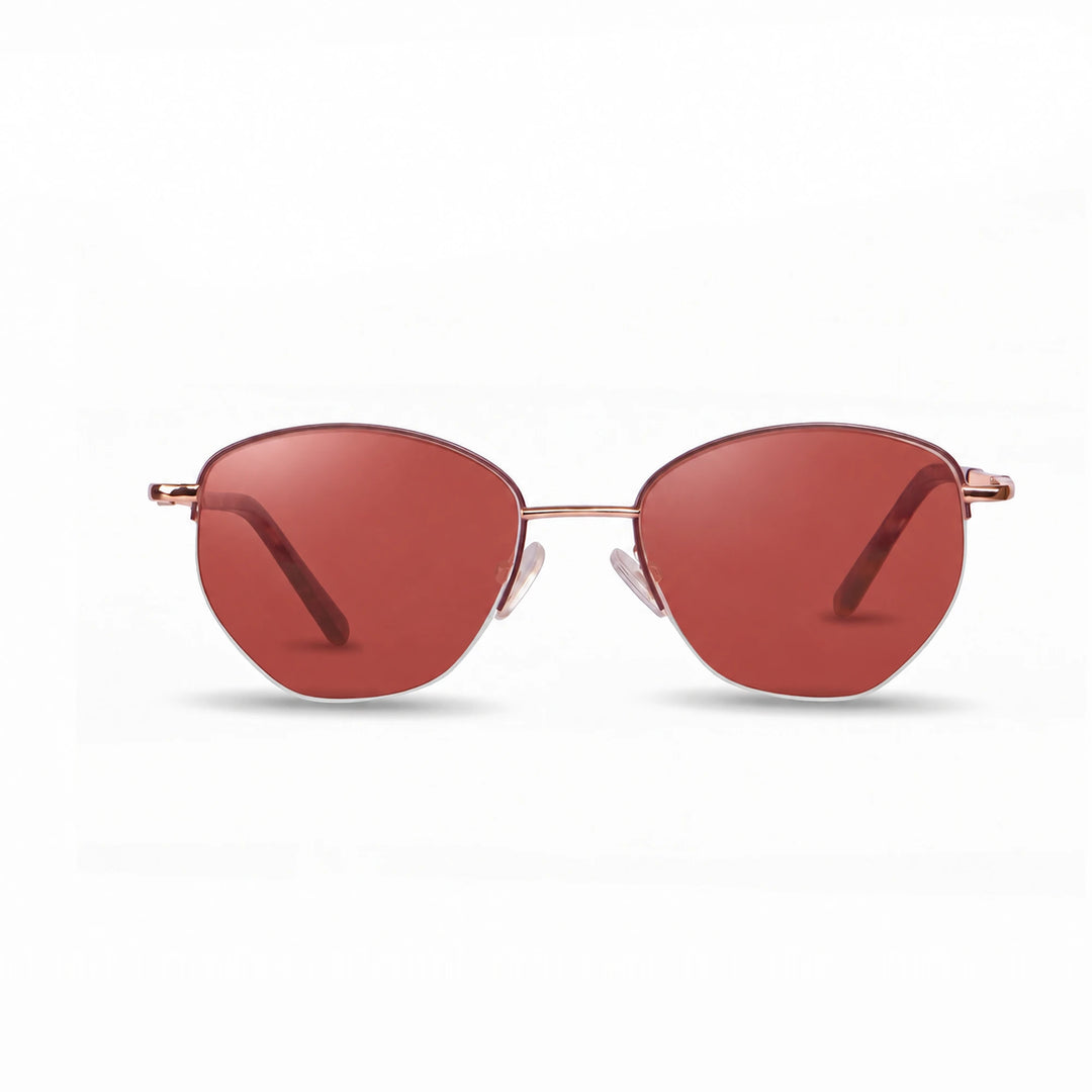 Lentes de sol Fiore 3921 Brown cristal Rojo polarizado vista frontal mujer #color_rojo #foto_frontal
