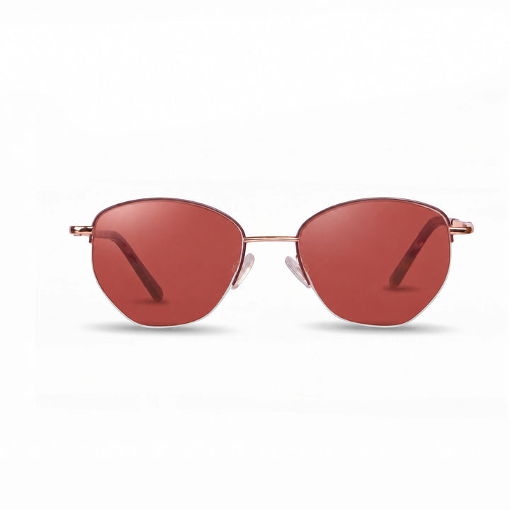 Lentes de sol Fiore 3921 Brown cristal Rojo polarizado vista frontal mujer #color_rojo #foto_frontal
