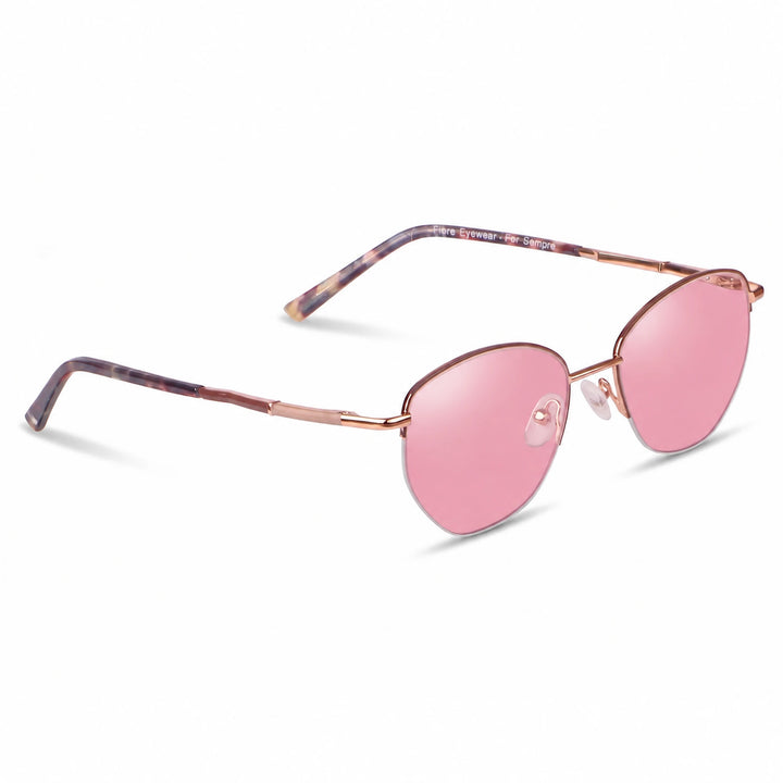Lentes de sol Fiore 3921 Brown cristal Rosado polarizado vista tres cuartos mujer #color_rosado