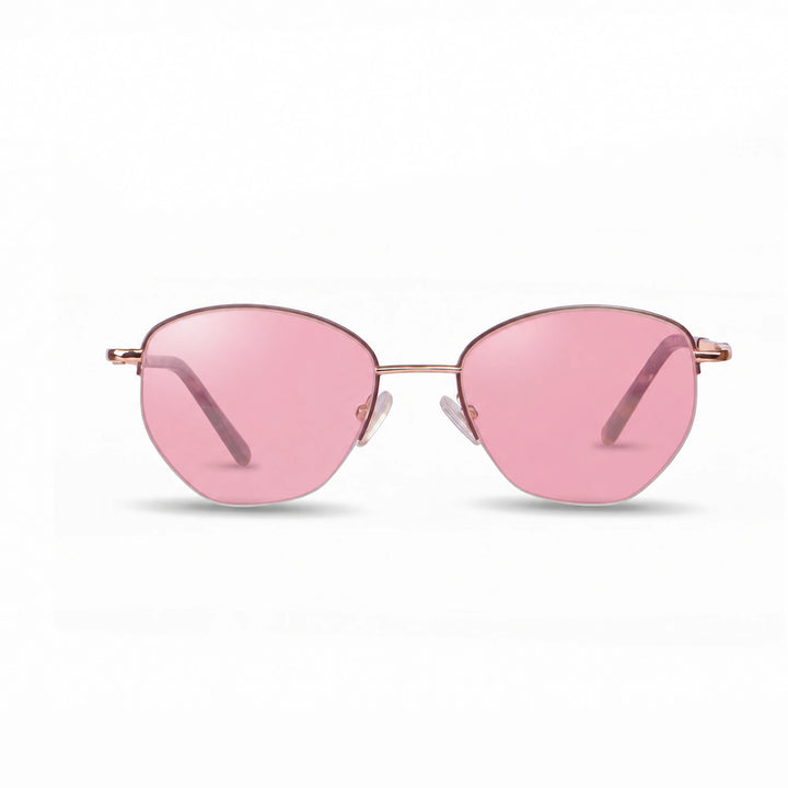 Lentes de sol Fiore 3921 Brown cristal Rosado polarizado vista frontal mujer #color_rosado #foto_frontal