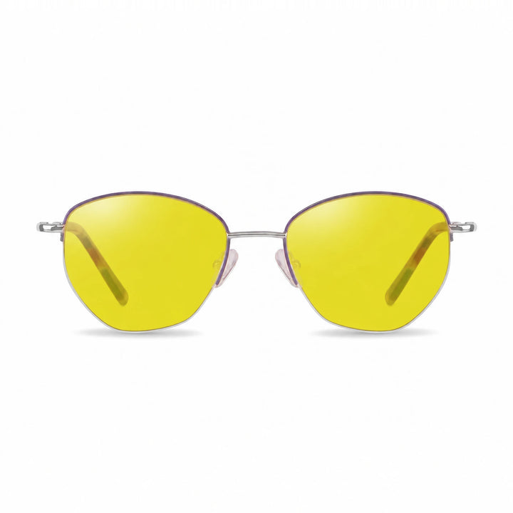 Lentes de sol Fiore 3921 Morado cristal Amarillo polarizado vista frontal mujer #color_amarillo #foto_frontal