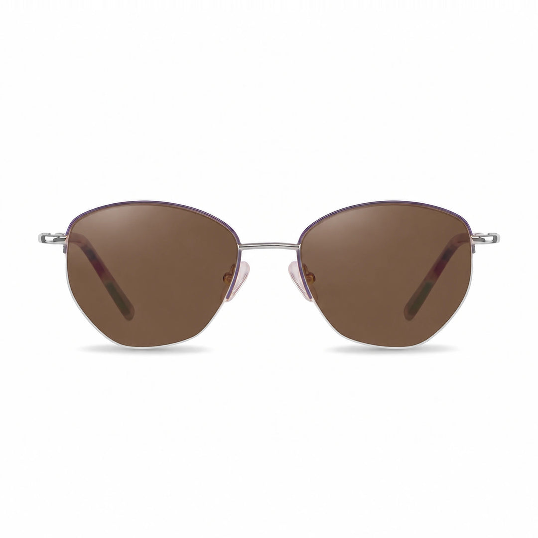 Lentes de sol Fiore 3921 Morado cristal Cafe polarizado vista frontal mujer #color_cafe #foto_frontal