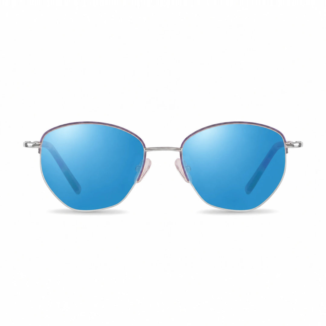 Lentes de sol Fiore 3921 Morado cristal Espejado Azul polarizado vista frontal mujer #color_espejado-azul #foto_frontal