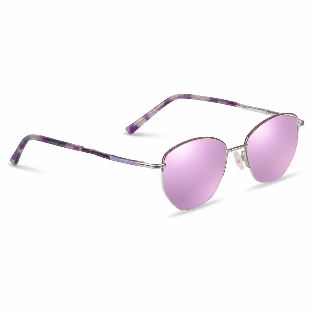 Lentes de sol Fiore 3921 Morado cristal Espejado Rosado polarizado vista tres cuartos mujer #color_espejado-rosado