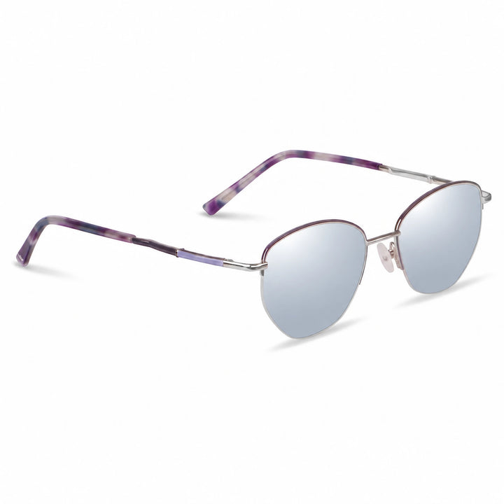 Lentes de sol Fiore 3921 Morado cristal Espejado Silver polarizado vista tres cuartos mujer #color_espejado-silver