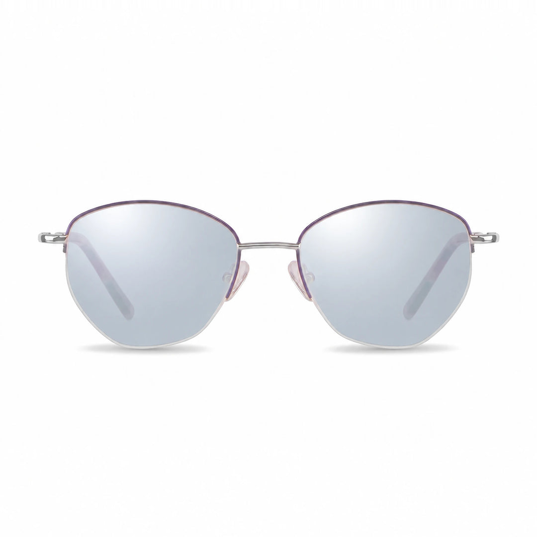 Lentes de sol Fiore 3921 Morado cristal Espejado Silver polarizado vista frontal mujer #color_espejado-silver #foto_frontal