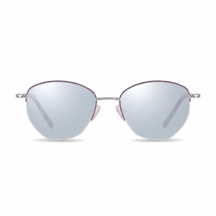 Lentes de sol Fiore 3921 Morado cristal Espejado Silver polarizado vista frontal mujer #color_espejado-silver #foto_frontal
