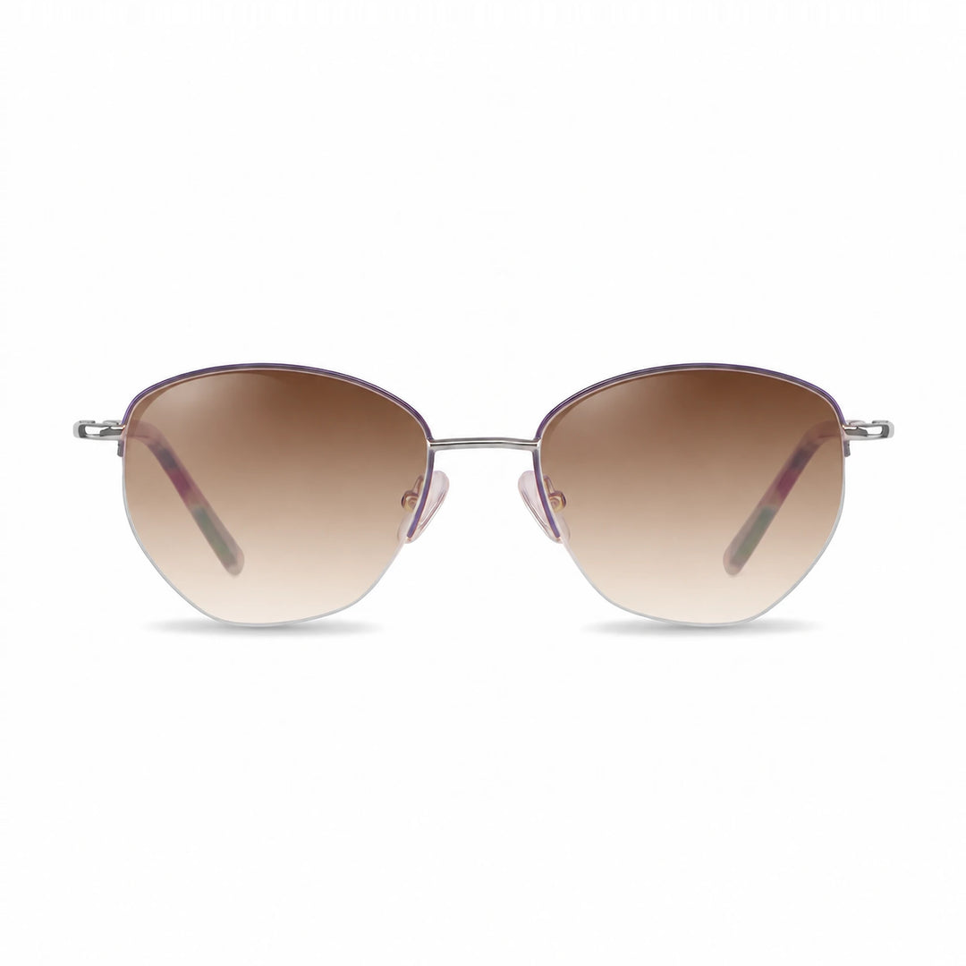 Lentes de sol Fiore 3921 Morado cristal Gradiente Cafe polarizado vista frontal mujer #color_gradiente-cafe #foto_frontal