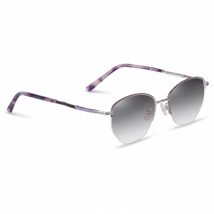 Lentes de sol Fiore 3921 Morado cristal Gradiente Gris polarizado vista tres cuartos mujer #color_gradiente-gris