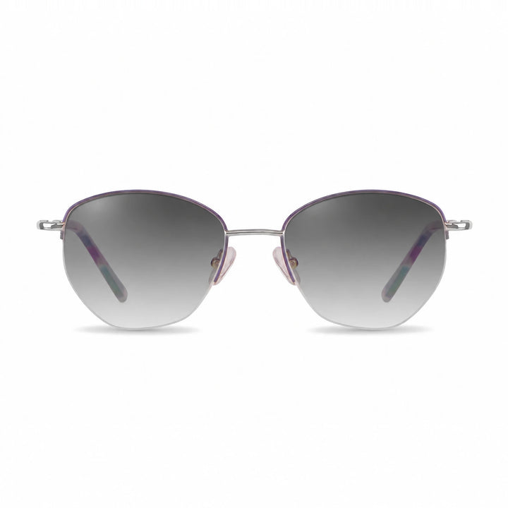 Lentes de sol Fiore 3921 Morado cristal Gradiente Gris polarizado vista frontal mujer #color_gradiente-gris #foto_frontal