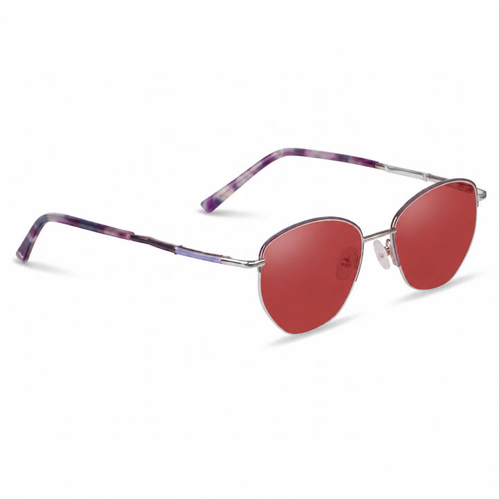 Lentes de sol Fiore 3921 Morado cristal Rojo polarizado vista tres cuartos mujer #color_rojo