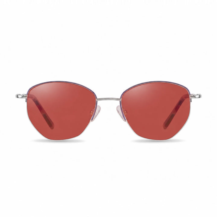 Lentes de sol Fiore 3921 Morado cristal Rojo polarizado vista frontal mujer #color_rojo #foto_frontal