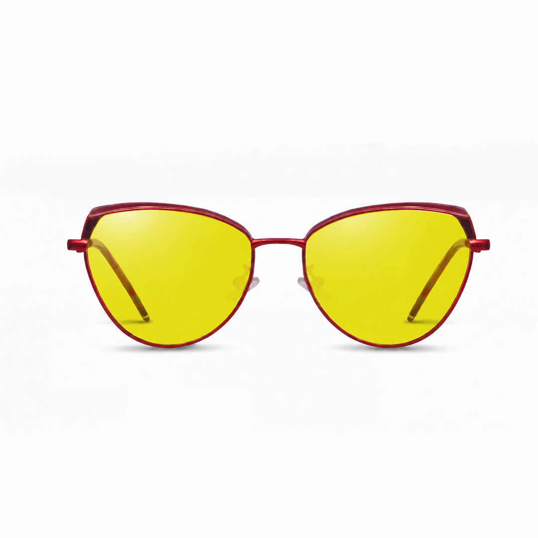 Lentes de sol Fiore 3983 Rojo cristal Amarillo polarizado vista frontal mujer #color_amarillo #foto_frontal