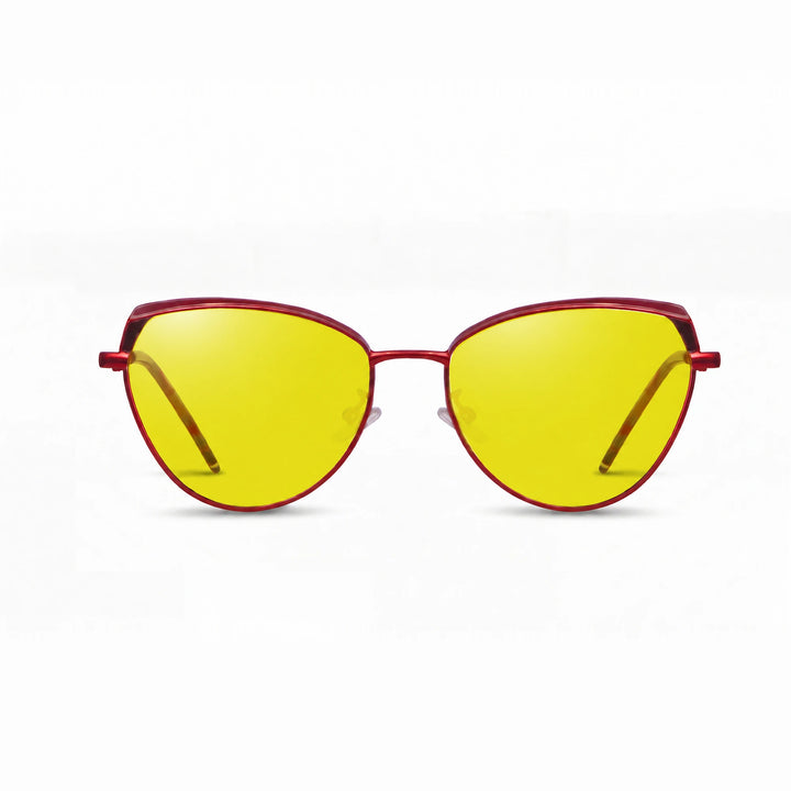 Lentes de sol Fiore 3983 Rojo cristal Amarillo polarizado vista frontal mujer #color_amarillo #foto_frontal