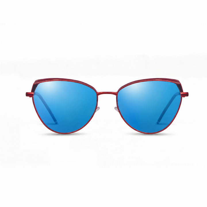 Lentes de sol Fiore 3983 Rojo cristal Espejado Azul polarizado vista frontal mujer #color_espejado-azul #foto_frontal