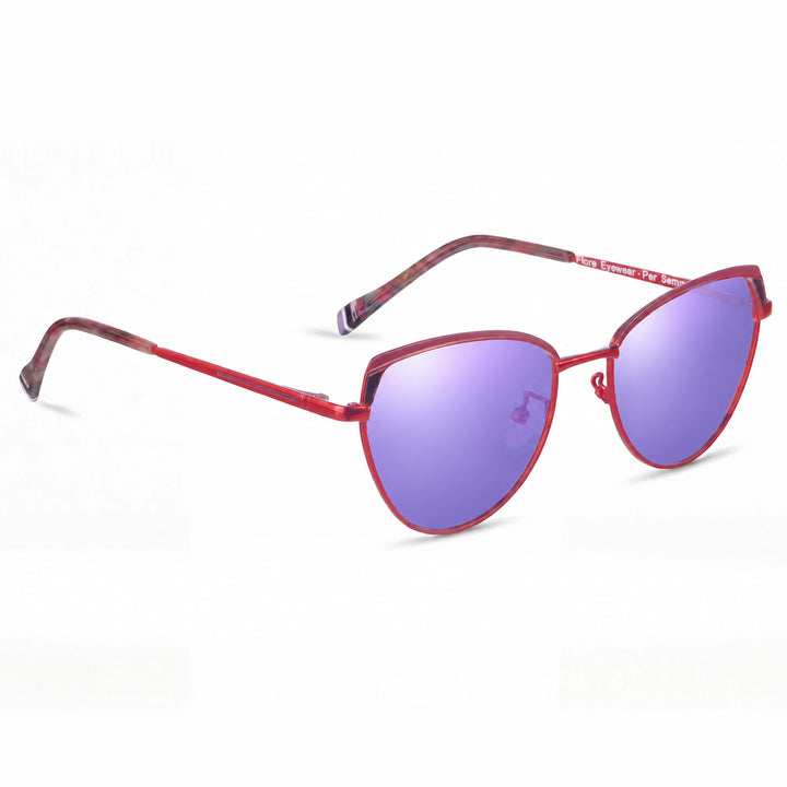 Lentes de sol Fiore 3983 Rojo cristal Espejado Morado polarizado vista tres cuartos mujer #color_espejado-morado