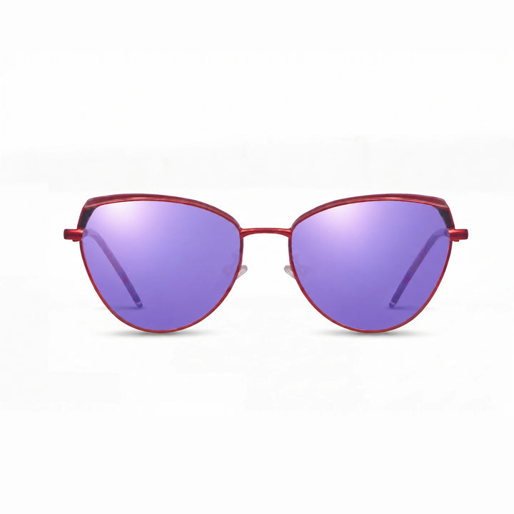 Lentes de sol Fiore 3983 Rojo cristal Espejado Morado polarizado vista frontal mujer #color_espejado-morado #foto_frontal