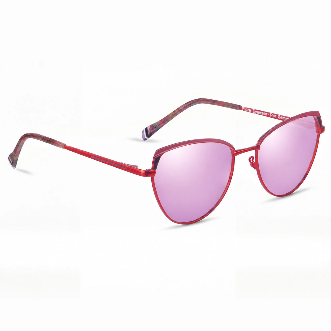Lentes de sol Fiore 3983 Rojo cristal Espejado Rosado polarizado vista tres cuartos mujer #color_espejado-rosado