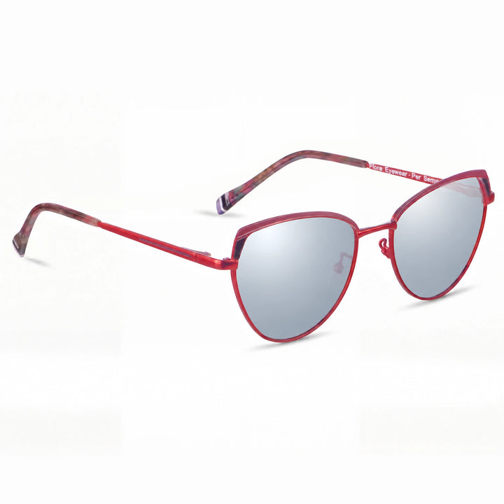 Lentes de sol Fiore 3983 Rojo cristal Espejado Silver polarizado vista tres cuartos mujer #color_espejado-silver