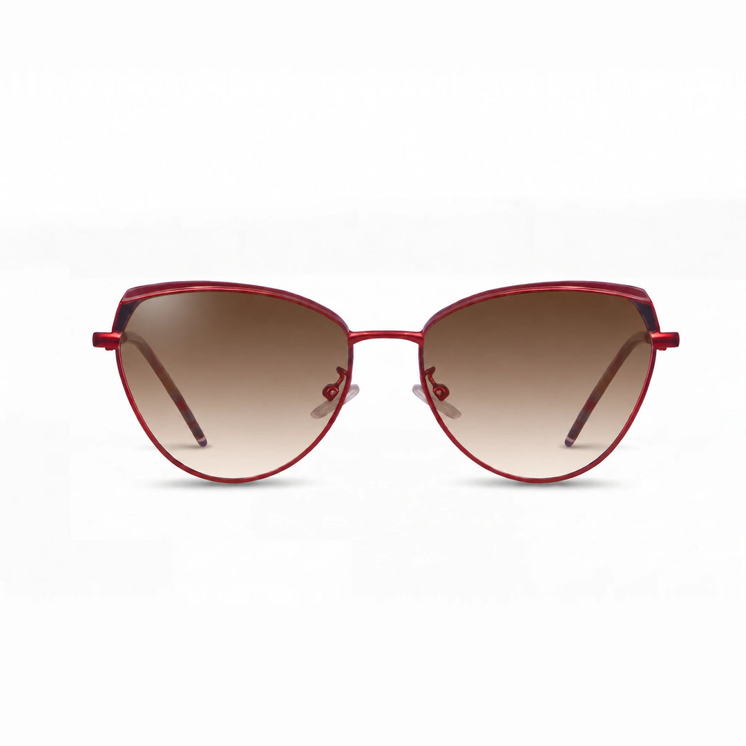 Lentes de sol Fiore 3983 Rojo cristal Gradiente Cafe polarizado vista frontal mujer #color_gradiente-cafe #foto_frontal