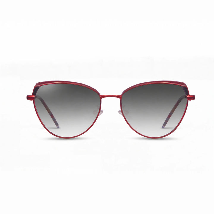 Lentes de sol Fiore 3983 Rojo cristal Gradiente Gris polarizado vista frontal mujer #color_gradiente-gris #foto_frontal
