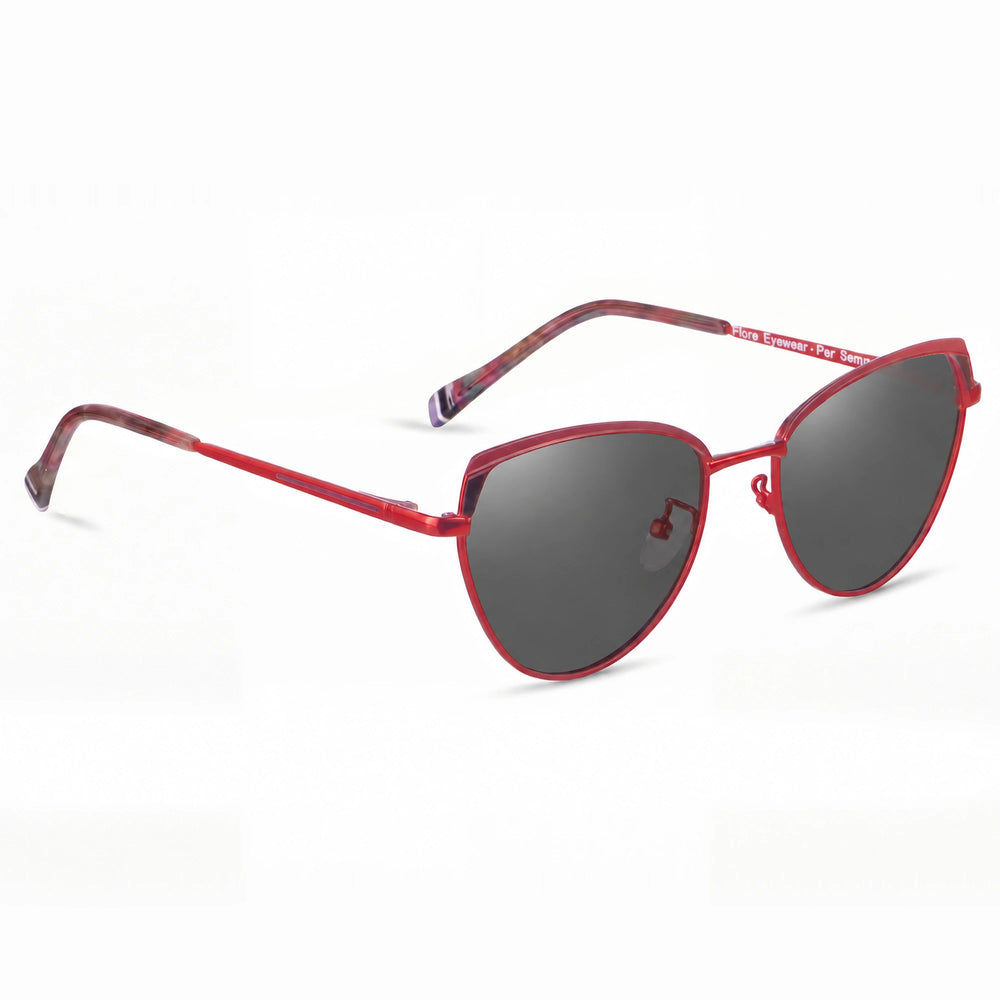Lentes de sol Fiore 3983 Rojo cristal Negro polarizado vista tres cuartos mujer #color_negro