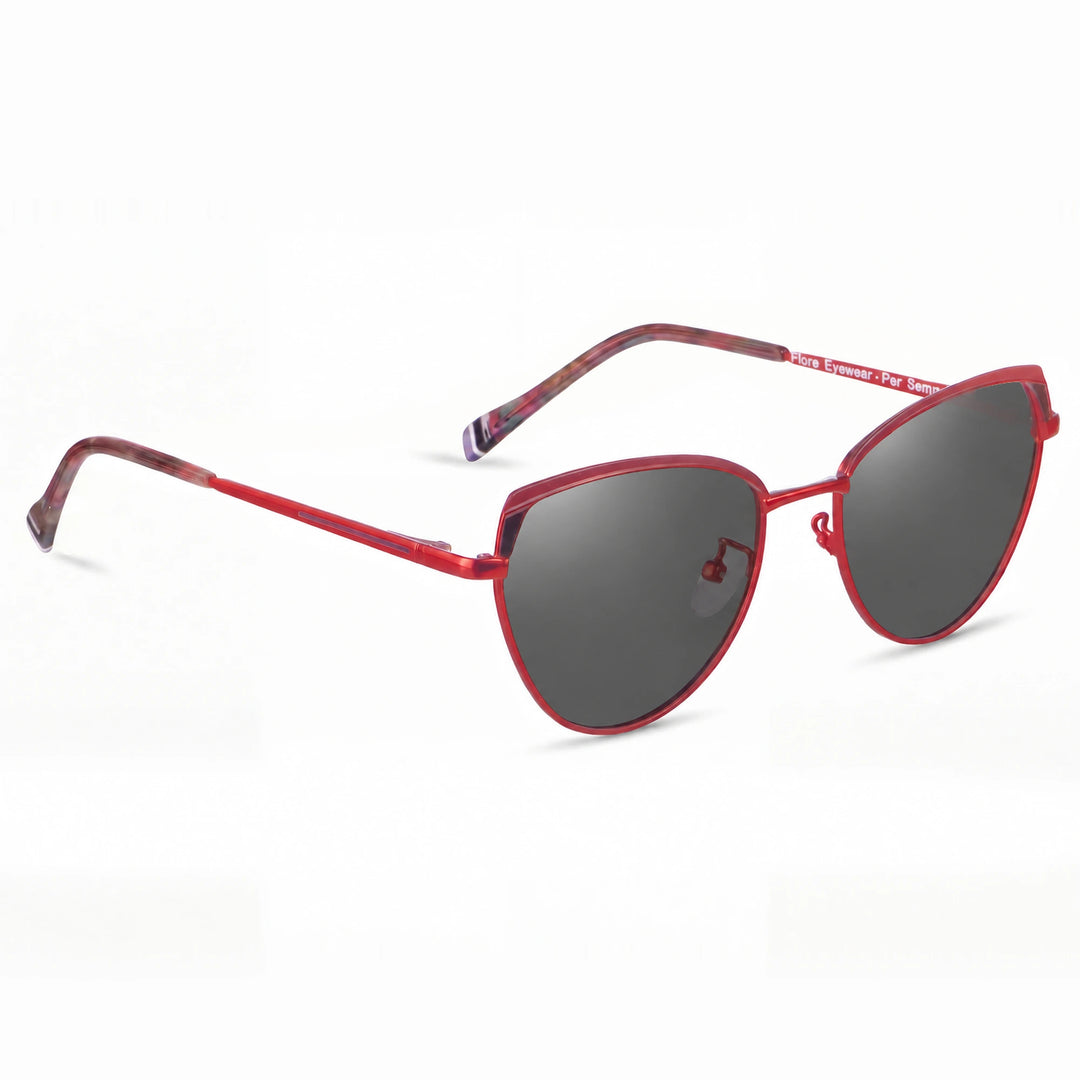 Lentes de sol Fiore 3983 Rojo cristal Negro polarizado vista tres cuartos mujer #color_negro