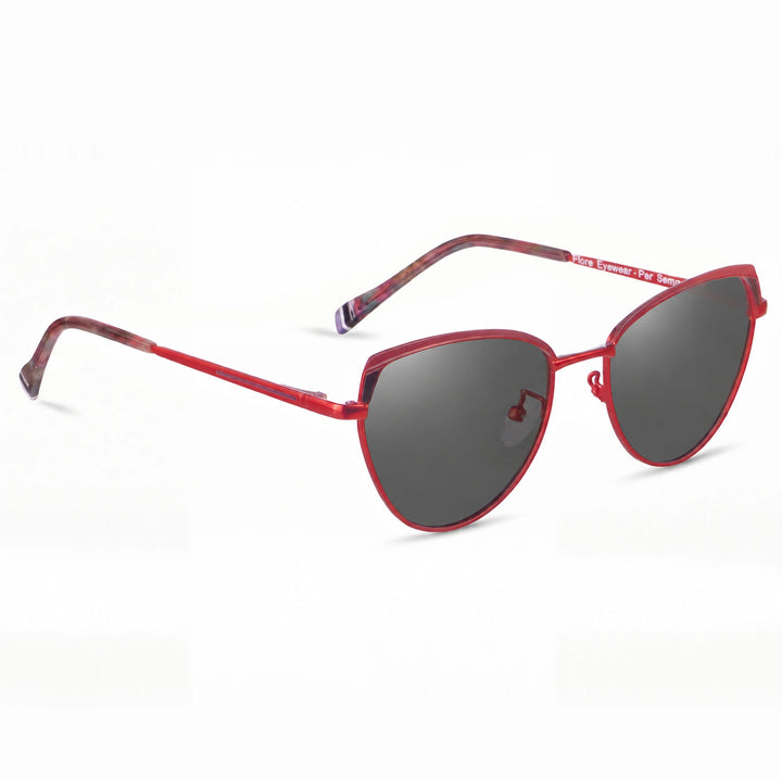 Lentes de sol Fiore 3983 Rojo cristal Negro polarizado vista tres cuartos mujer #color_negro
