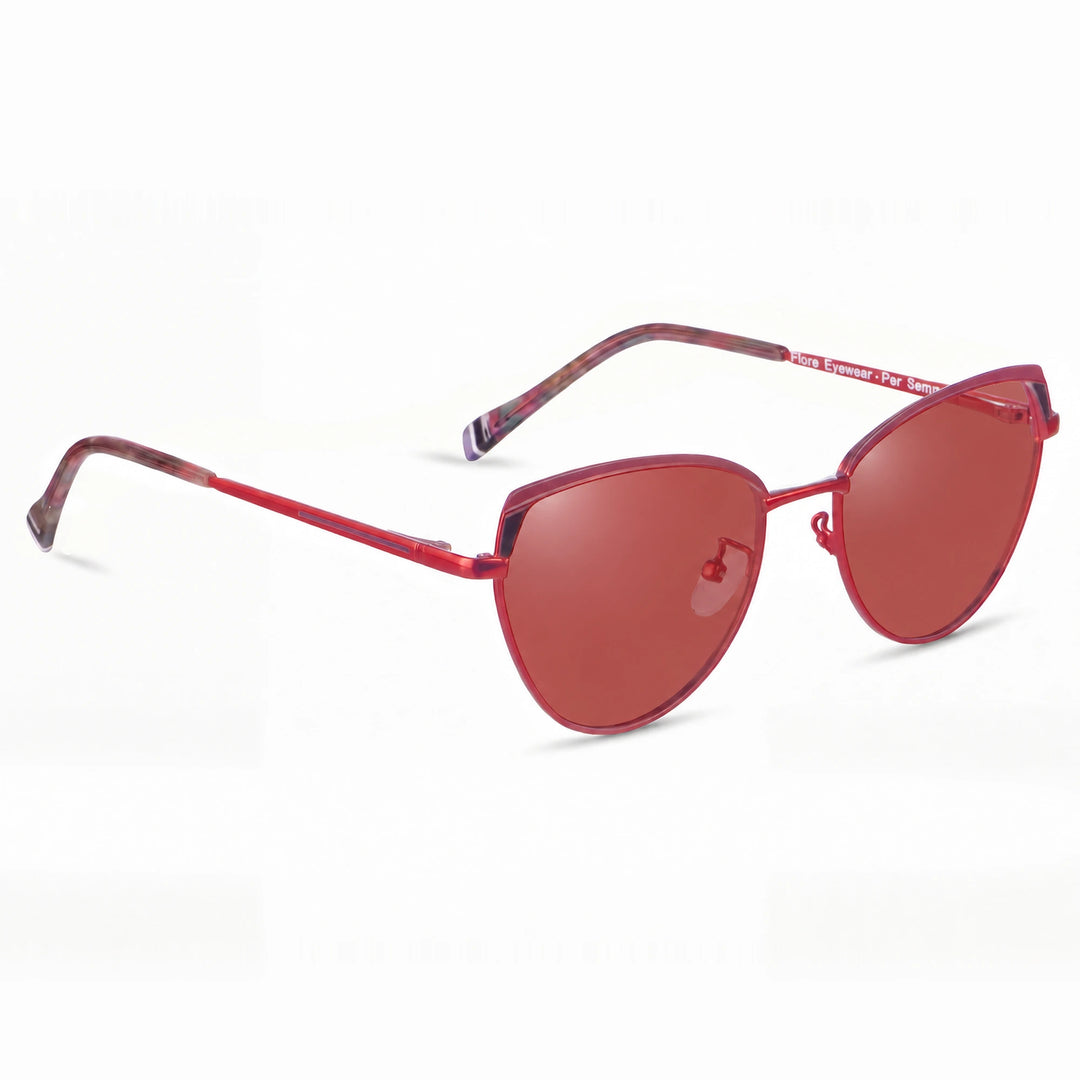 Lentes de sol Fiore 3983 Rojo cristal Rojo polarizado vista tres cuartos mujer #color_rojo