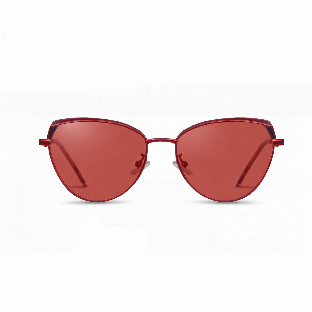 Lentes de sol Fiore 3983 Rojo cristal Rojo polarizado vista frontal mujer #color_rojo #foto_frontal