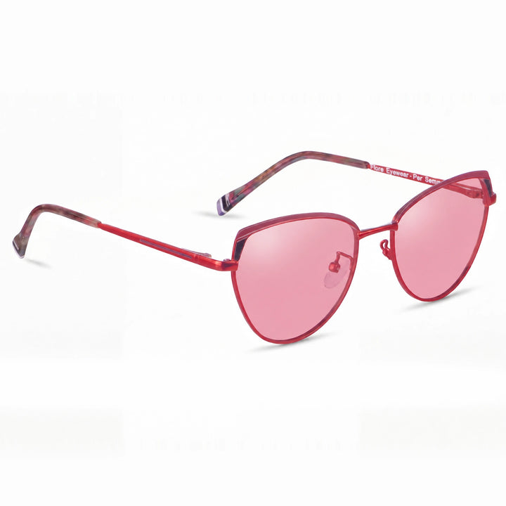 Lentes de sol Fiore 3983 Rojo cristal Rosado polarizado vista tres cuartos mujer #color_rosado
