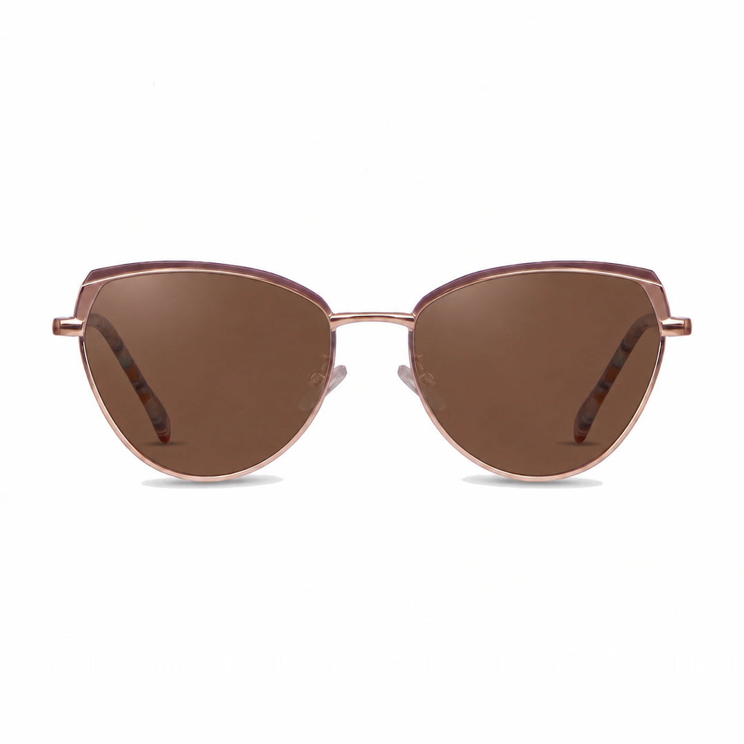 Lentes de sol Fiore 3983 Dorado cristal Cafe polarizado vista frontal mujer #color_cafe #foto_frontal