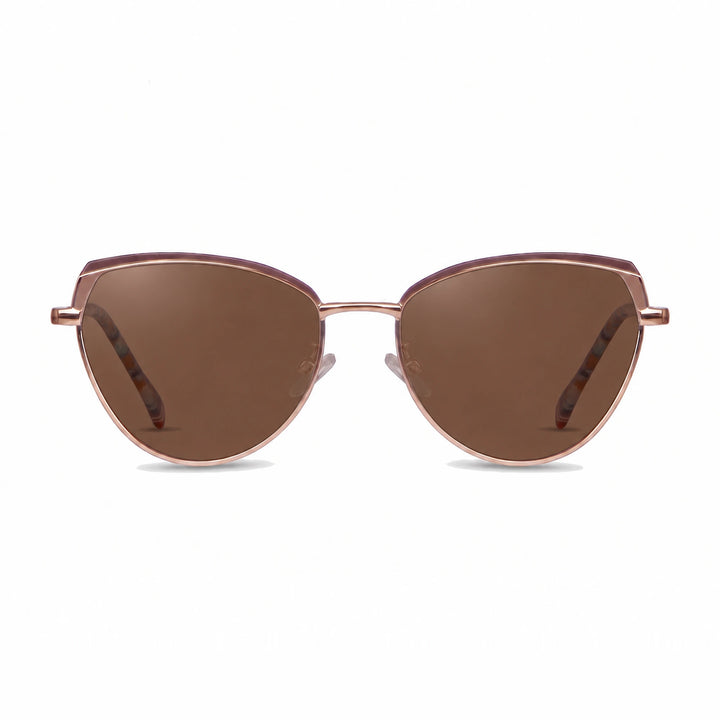 Lentes de sol Fiore 3983 Dorado cristal Cafe polarizado vista frontal mujer #color_cafe #foto_frontal