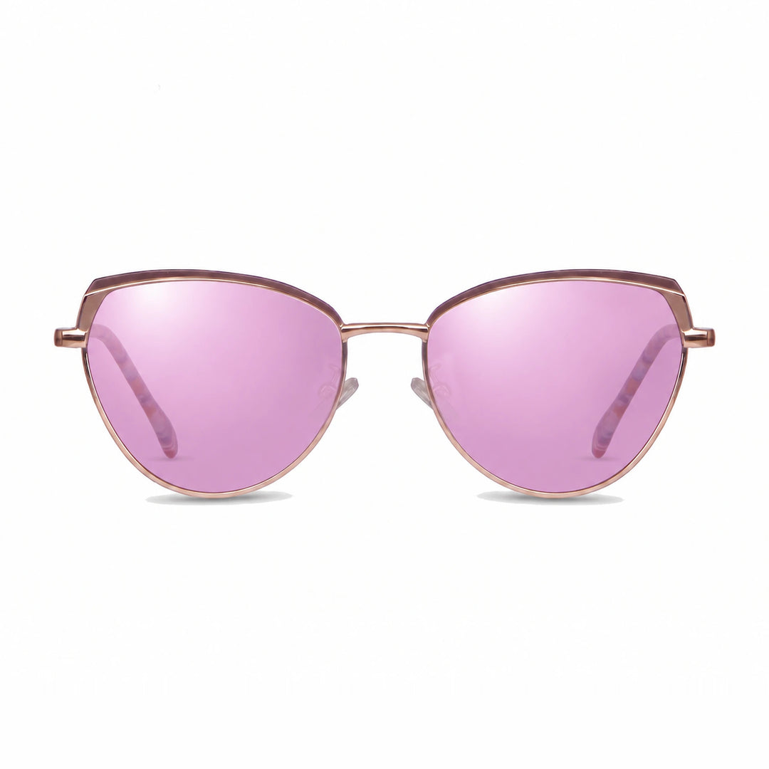 Lentes de sol Fiore 3983 Dorado cristal Espejado Rosado polarizado vista frontal mujer #color_espejado-rosado #foto_frontal