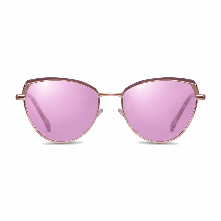 Lentes de sol Fiore 3983 Dorado cristal Espejado Rosado polarizado vista frontal mujer #color_espejado-rosado #foto_frontal