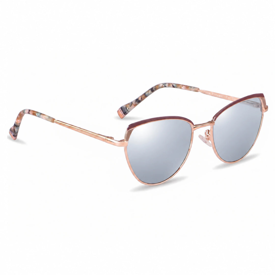 Lentes de sol Fiore 3983 Dorado cristal Espejado Silver polarizado vista tres cuartos mujer #color_espejado-silver