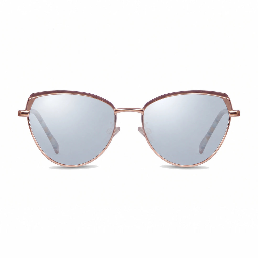 Lentes de sol Fiore 3983 Dorado cristal Espejado Silver polarizado vista frontal mujer #color_espejado-silver #foto_frontal