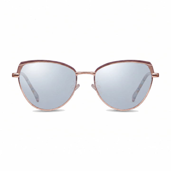 Lentes de sol Fiore 3983 Dorado cristal Espejado Silver polarizado vista frontal mujer #color_espejado-silver #foto_frontal