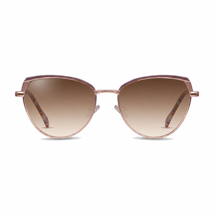 Lentes de sol Fiore 3983 Dorado cristal Gradiente Cafe polarizado vista frontal mujer #color_gradiente-cafe #foto_frontal