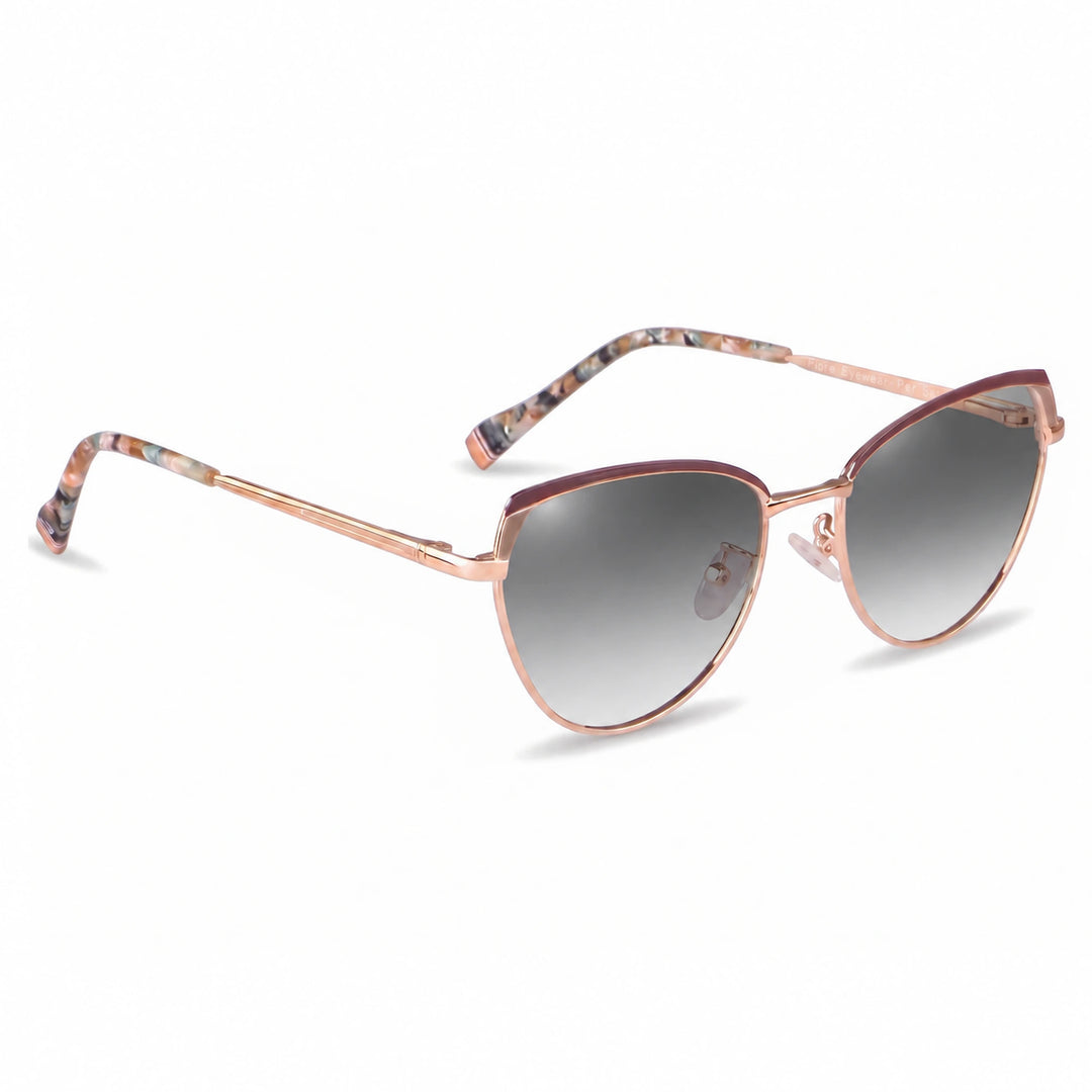 Lentes de sol Fiore 3983 Dorado cristal Gradiente Gris polarizado vista tres cuartos mujer #color_gradiente-gris