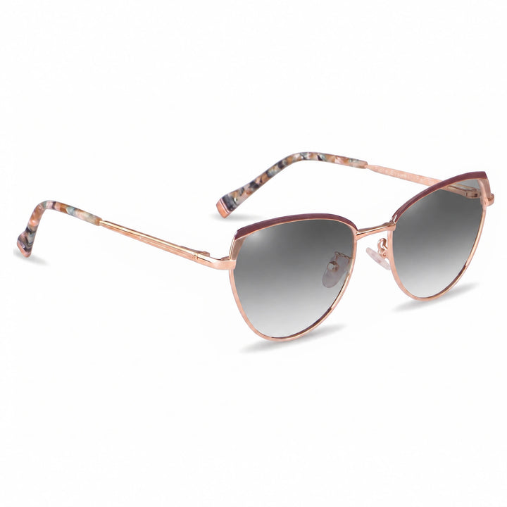 Lentes de sol Fiore 3983 Dorado cristal Gradiente Gris polarizado vista tres cuartos mujer #color_gradiente-gris