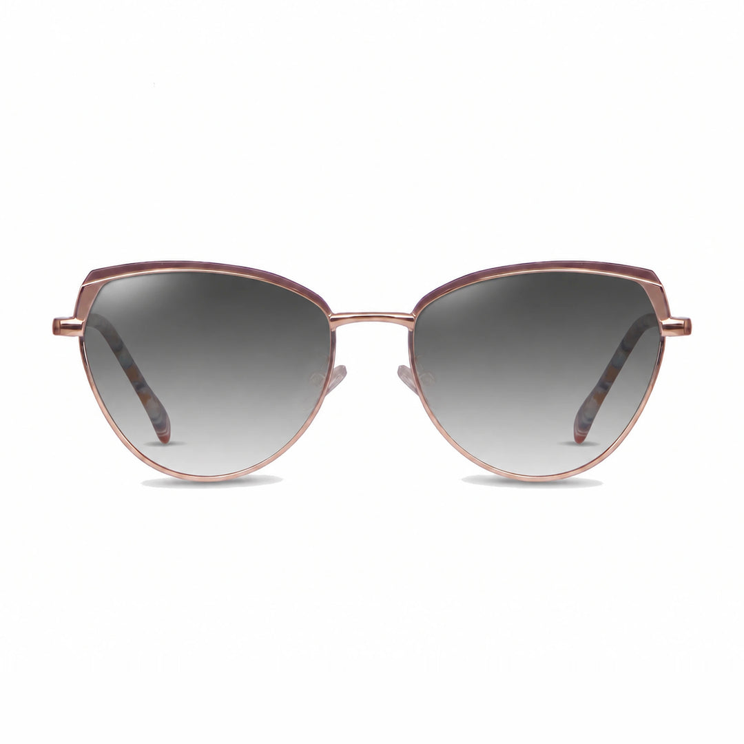 Lentes de sol Fiore 3983 Dorado cristal Gradiente Gris polarizado vista frontal mujer #color_gradiente-gris #foto_frontal