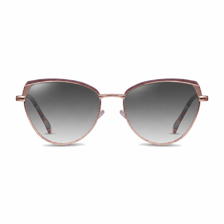 Lentes de sol Fiore 3983 Dorado cristal Gradiente Gris polarizado vista frontal mujer #color_gradiente-gris #foto_frontal
