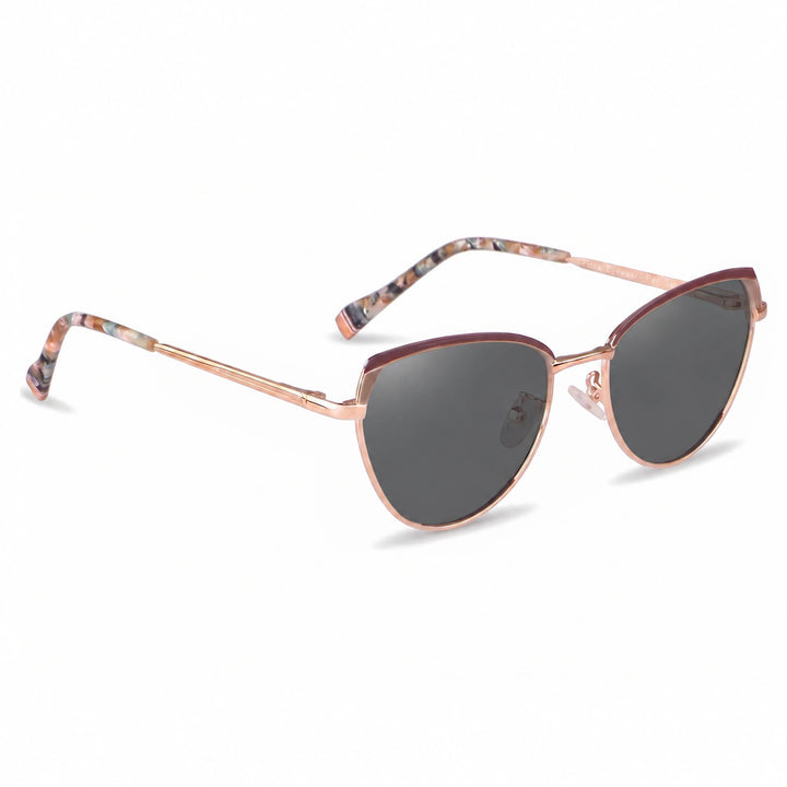 Lentes de sol Fiore 3983 Dorado cristal Negro polarizado vista tres cuartos mujer #color_negro